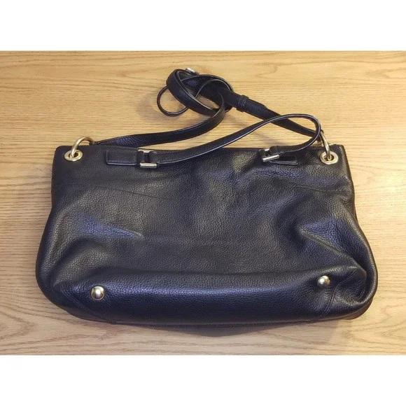 Michael Kors Black Satchel Shoulder Bag Handbag Hamilton Pebbled Leather EUC - Picture 2 of 5